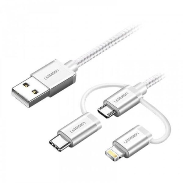 کابل تبدیل USB به Iphone Lightning و Type C و Micro USB یوگرین US186
